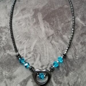 Ocean Blue Statement Heart Necklace